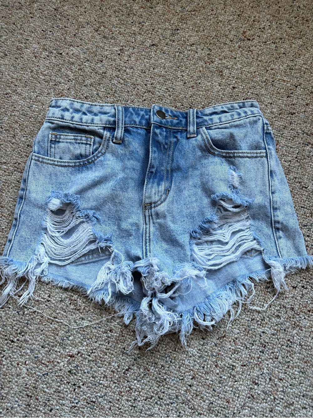 Forever 21 Light Blue Distressed Denim Cutoff Shorts